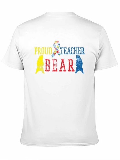 Proud Teacher Bear Autism Awareness T-Shirt