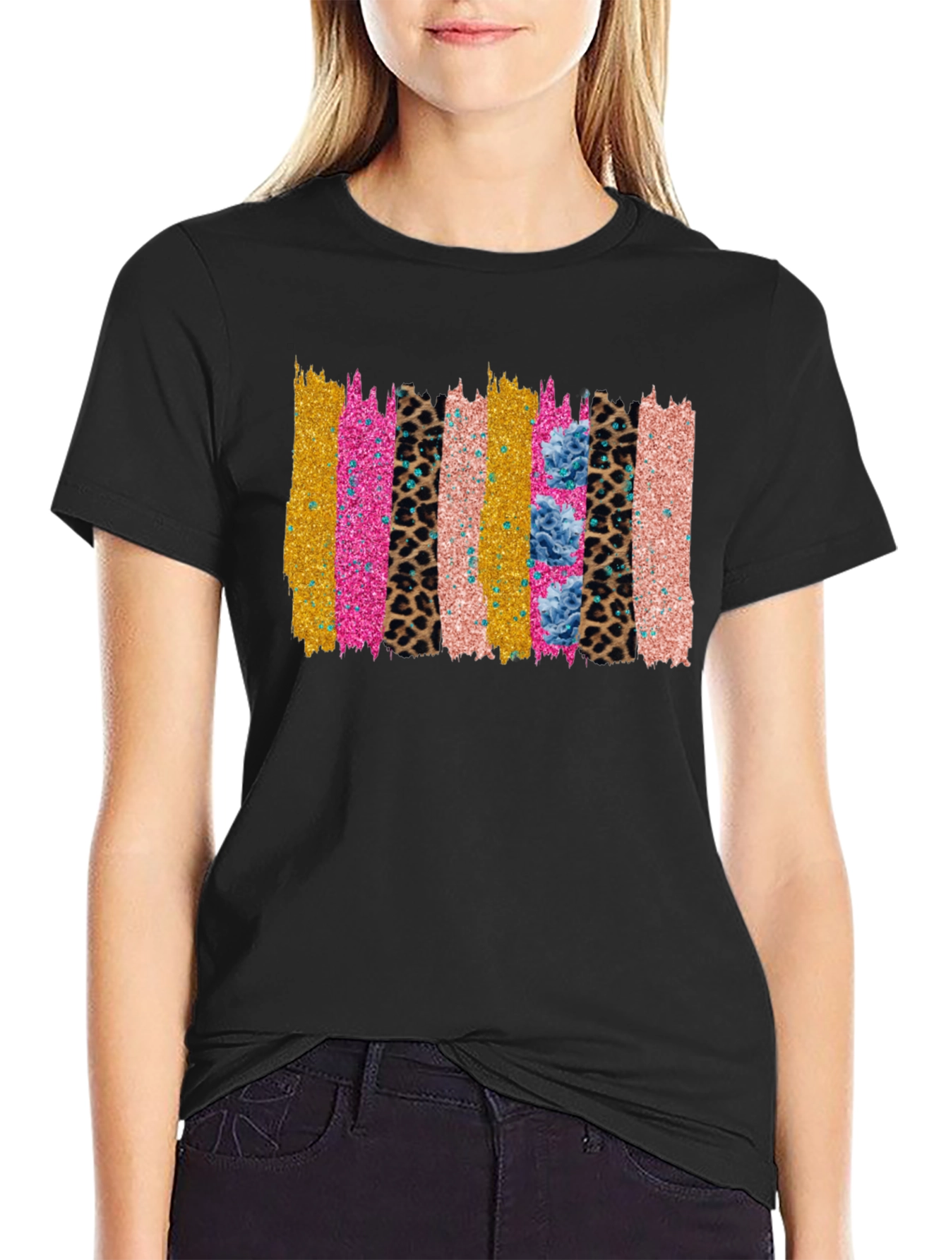 Funky Brushstroke Graphic Tee - Black