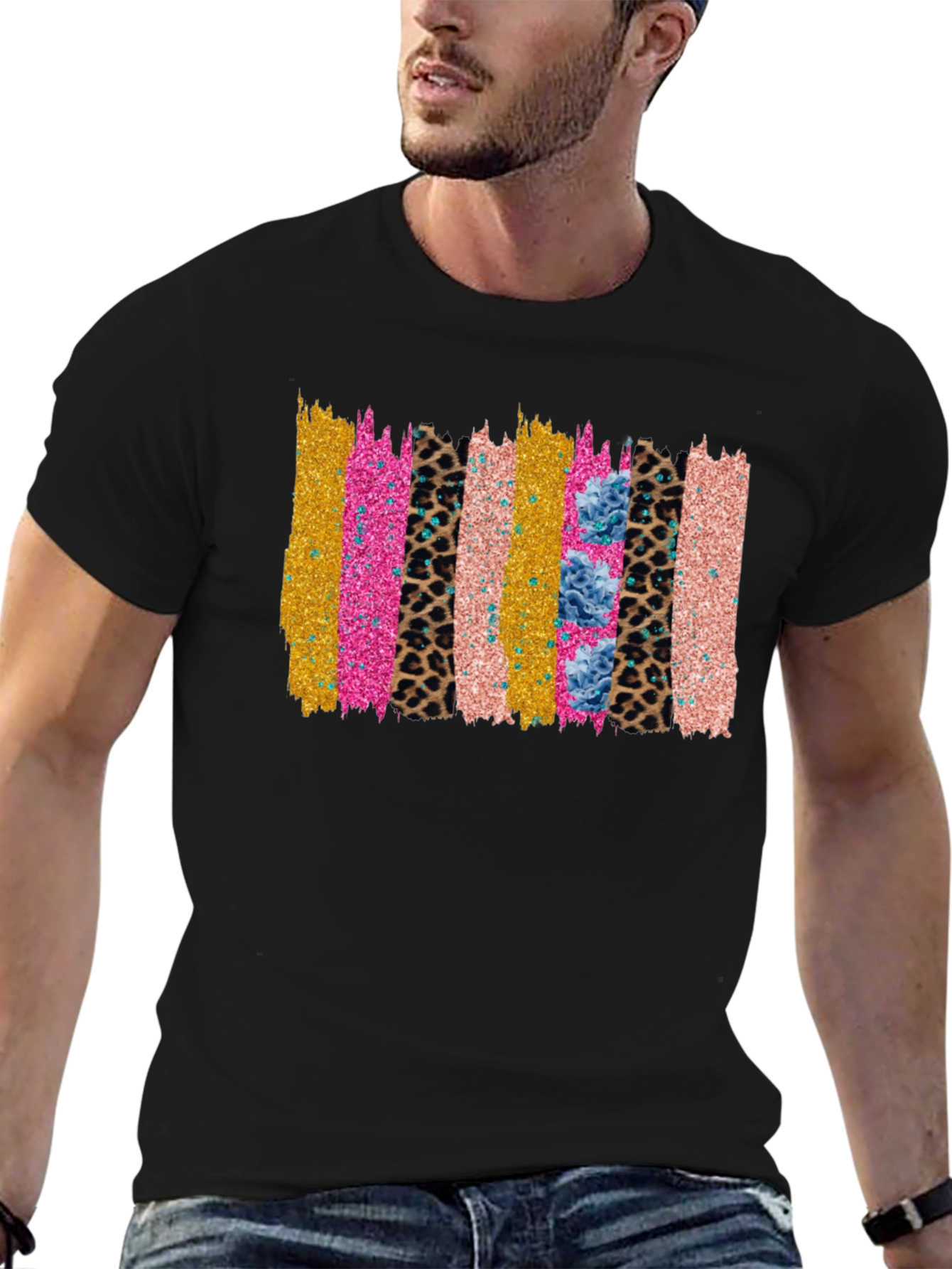 Funky Brushstroke Graphic Tee - Black