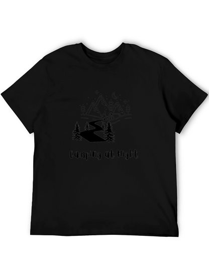 Camping at Night Graphic Tee - Black