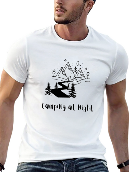 Camping at Night Graphic Tee - Black