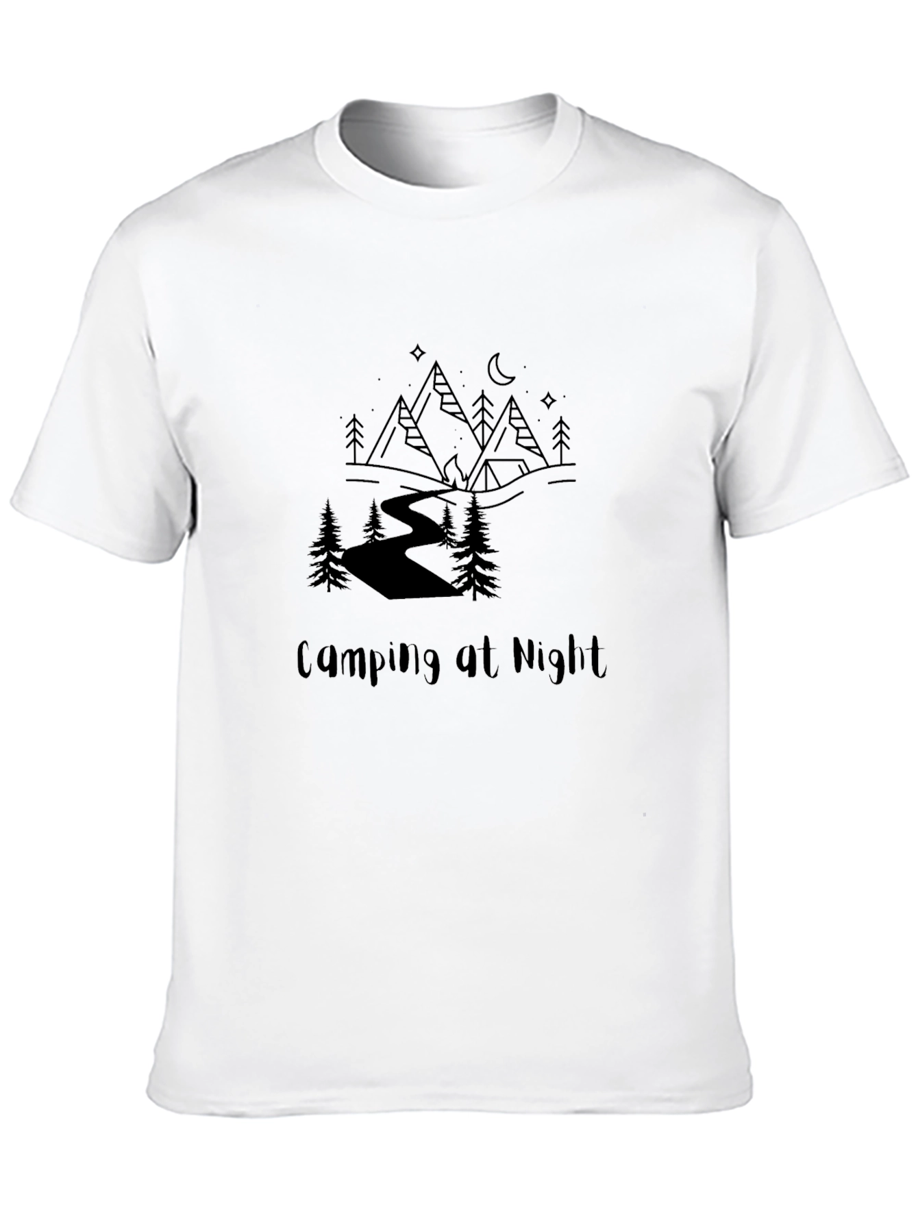 Camping at Night Graphic Tee - Black