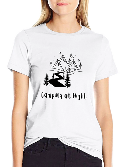Camping at Night Graphic Tee - Black
