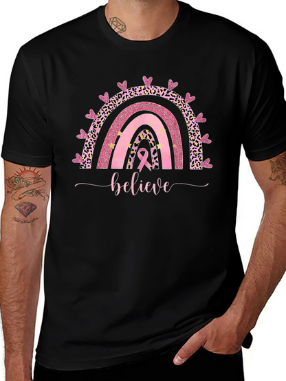 Believe Breast Cancer Rainbow T-Shirt
