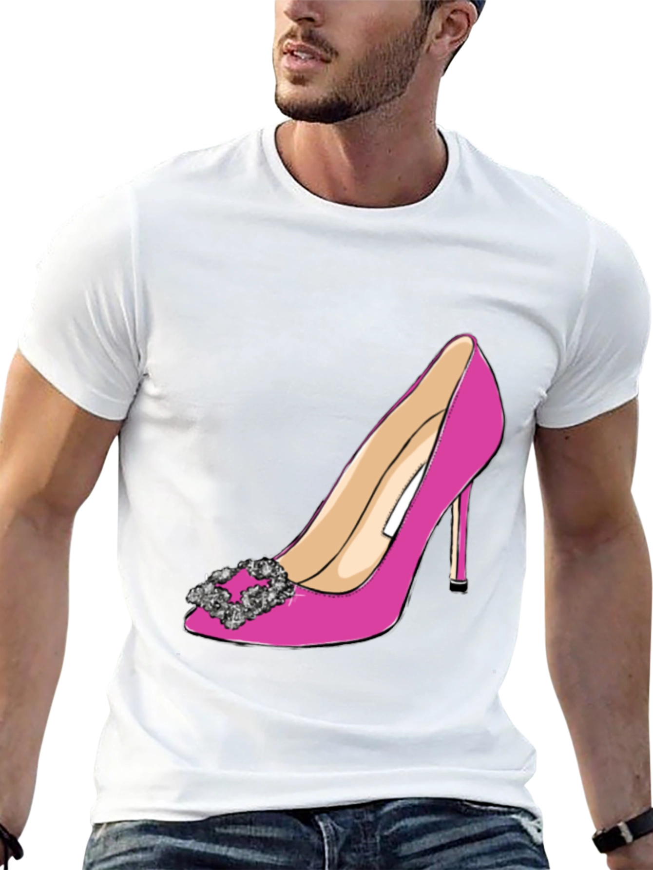 Stylish Pink High Heel Shoe Graphic Tee