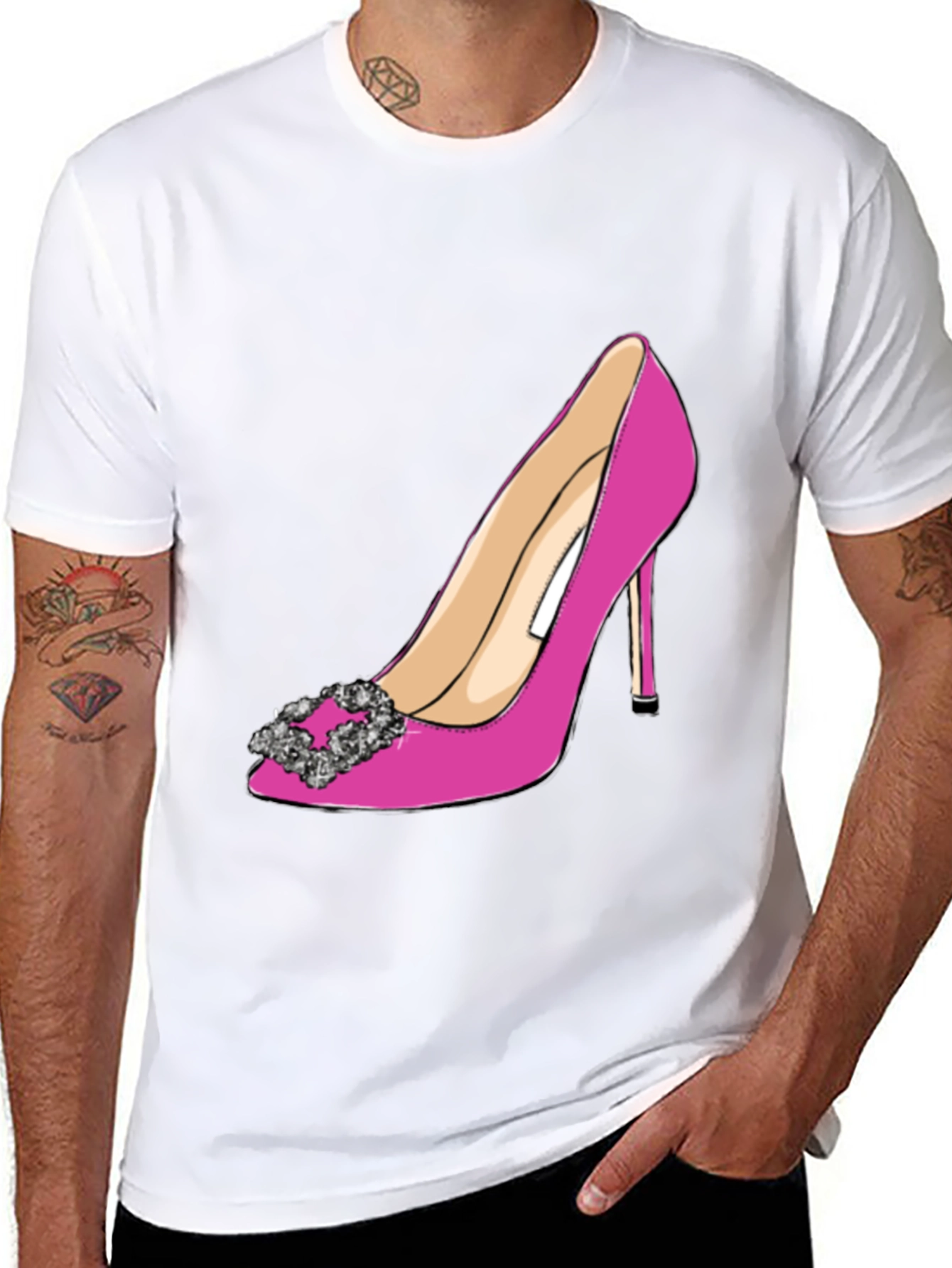 Stylish Pink High Heel Shoe Graphic Tee