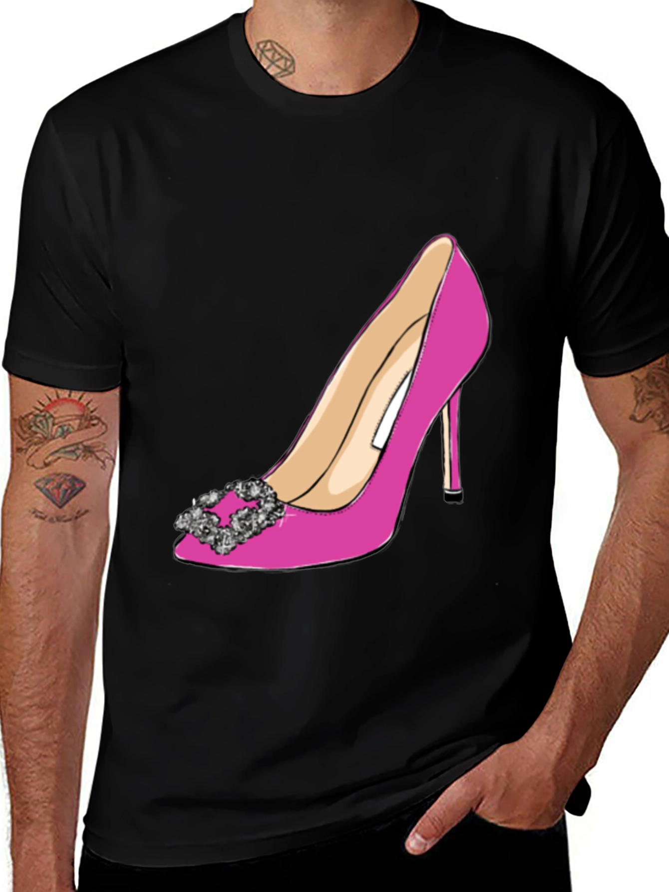 Stylish Pink High Heel Shoe Graphic Tee