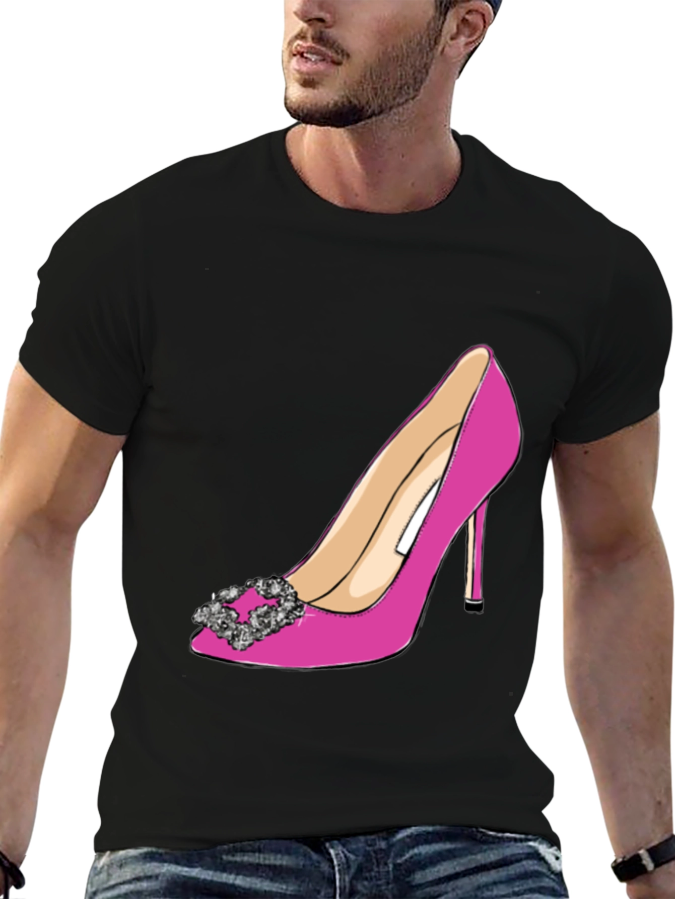 Stylish Pink High Heel Shoe Graphic Tee