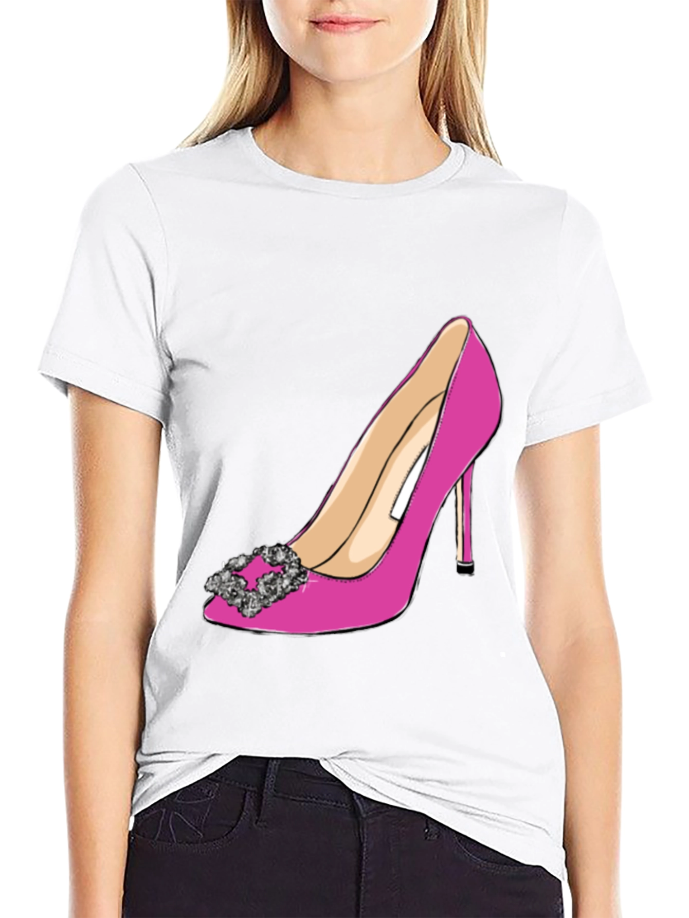 Stylish Pink High Heel Shoe Graphic Tee