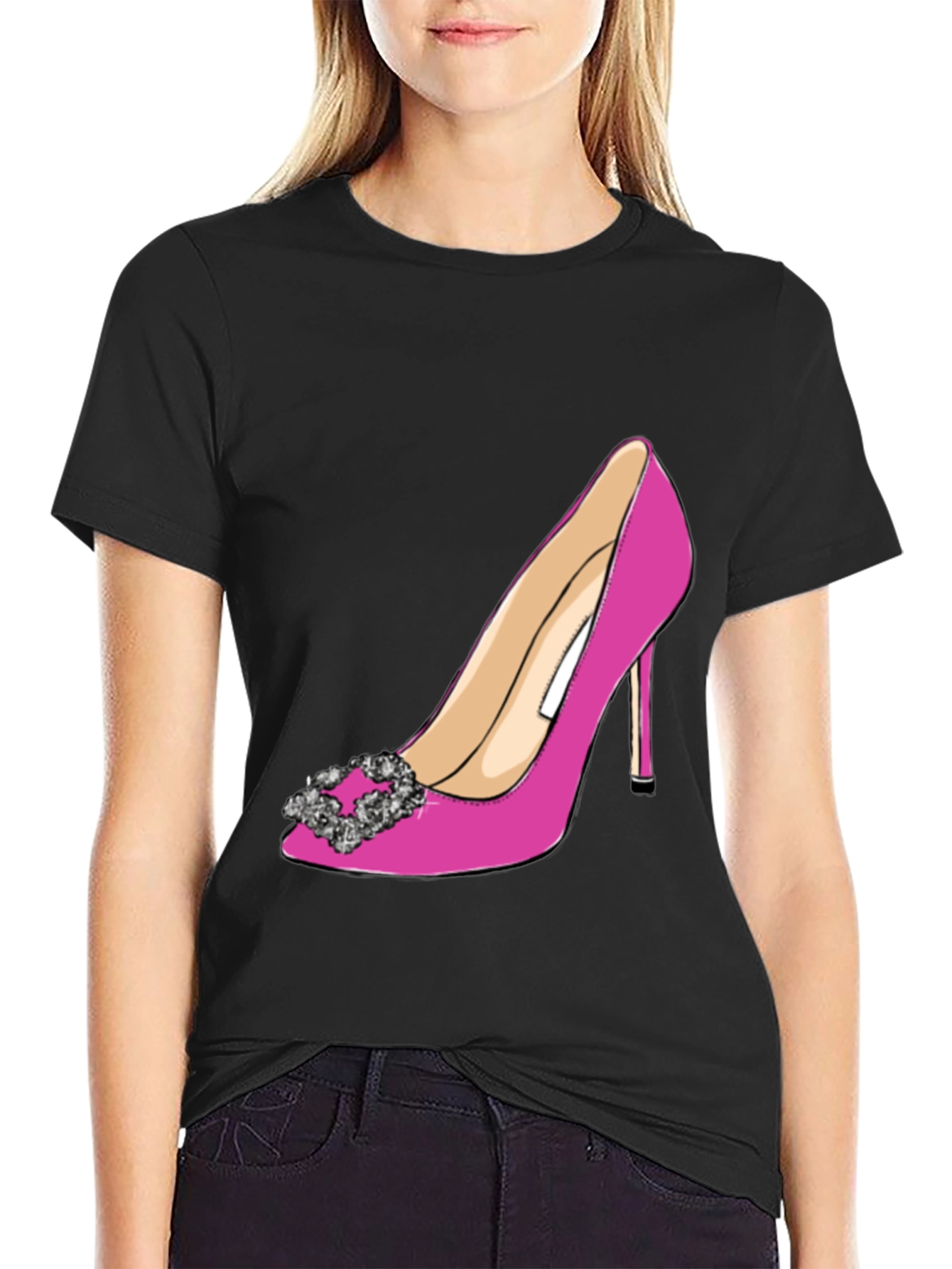 Stylish Pink High Heel Shoe Graphic Tee