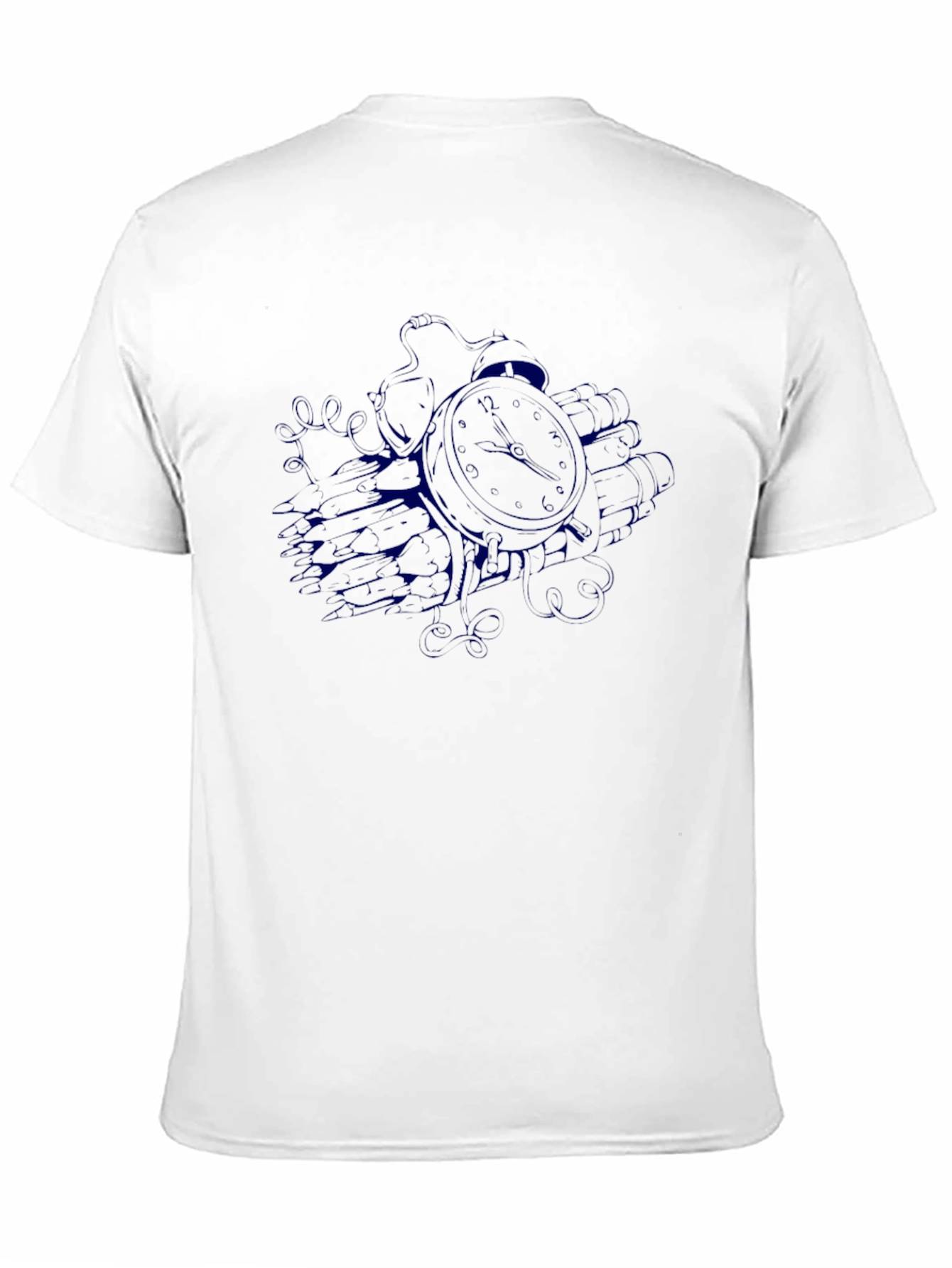 Mens Black T-Shirt with Clock Graphic