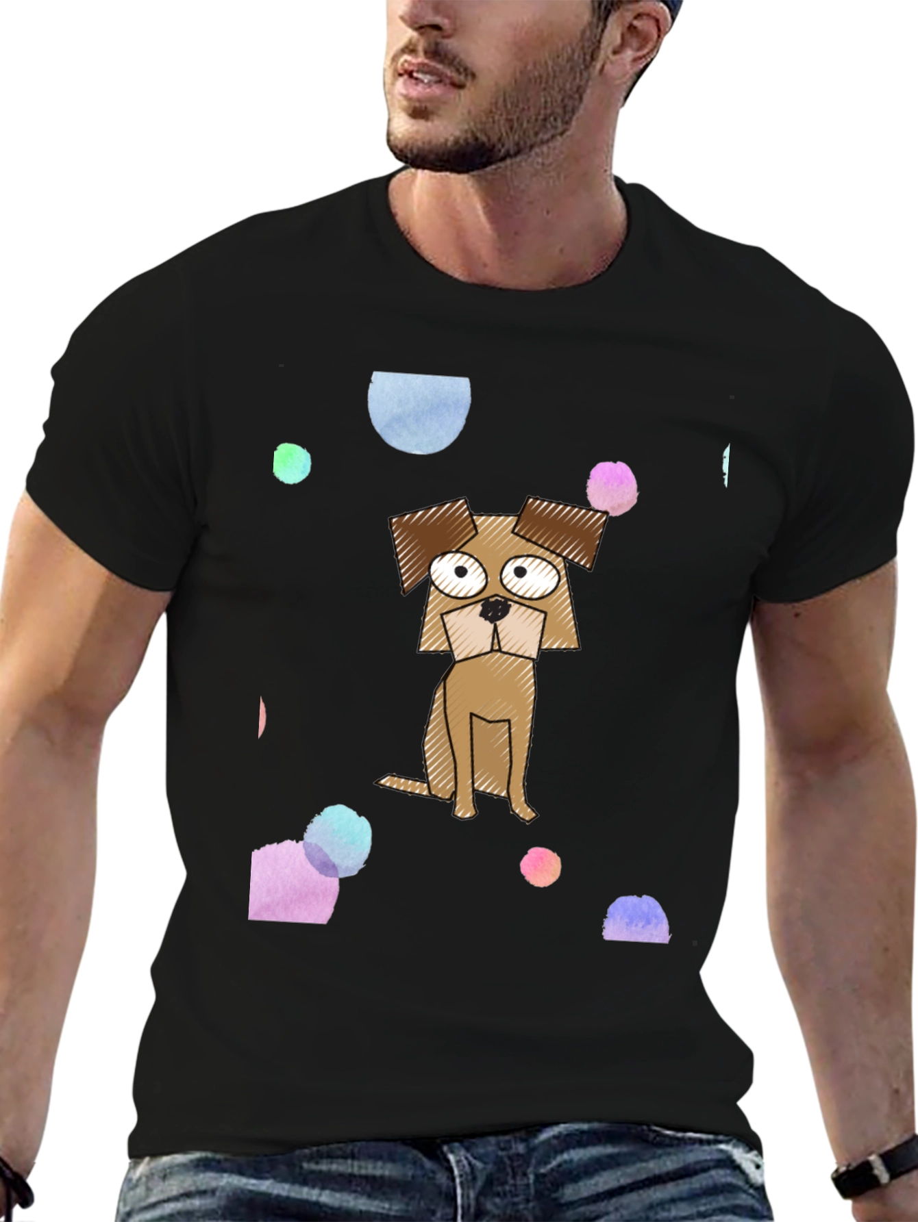 Cartoon Dog Graphic Print T-Shirt