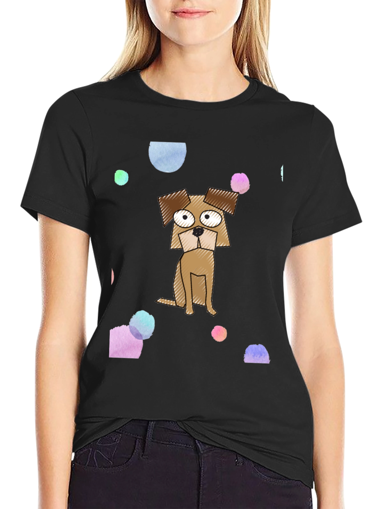 Cartoon Dog Graphic Print T-Shirt