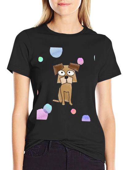 Cartoon Dog Graphic Print T-Shirt