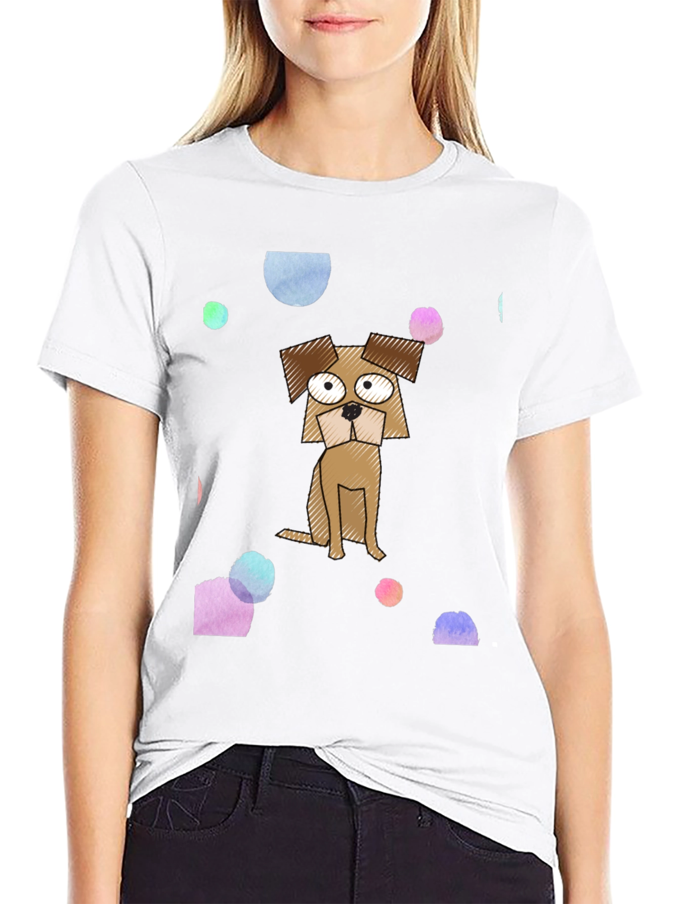 Cartoon Dog Graphic Print T-Shirt