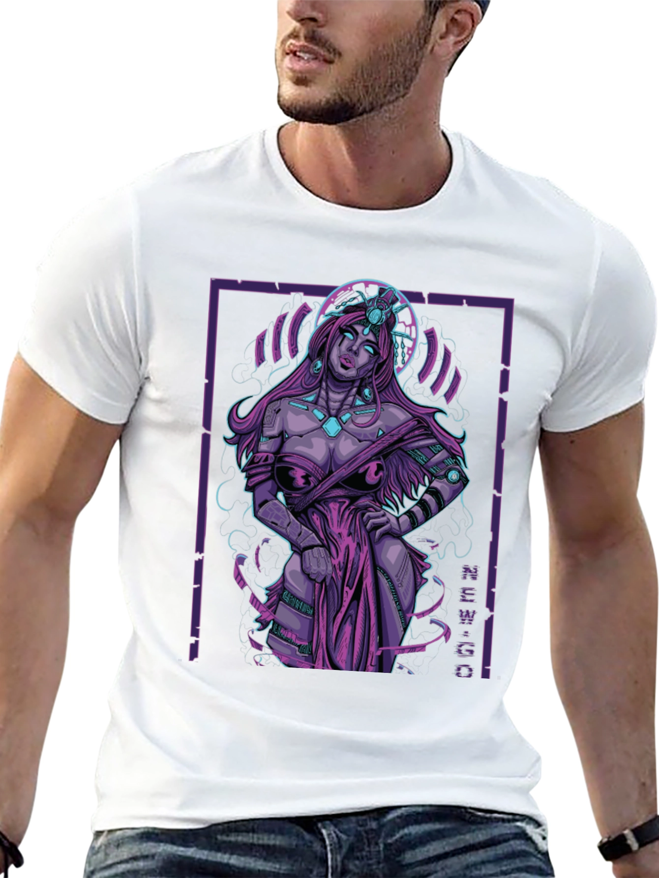 Cyberpunk Goddess Graphic Tee - Edgy Style