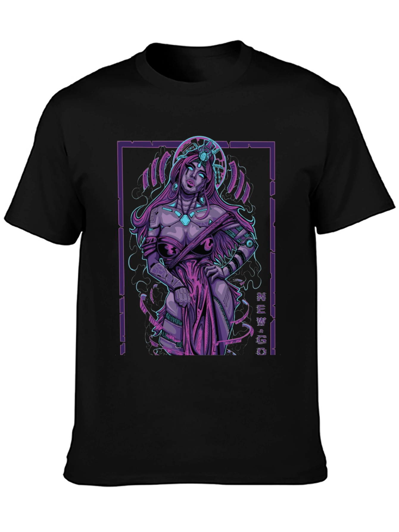 Cyberpunk Goddess Graphic Tee - Edgy Style