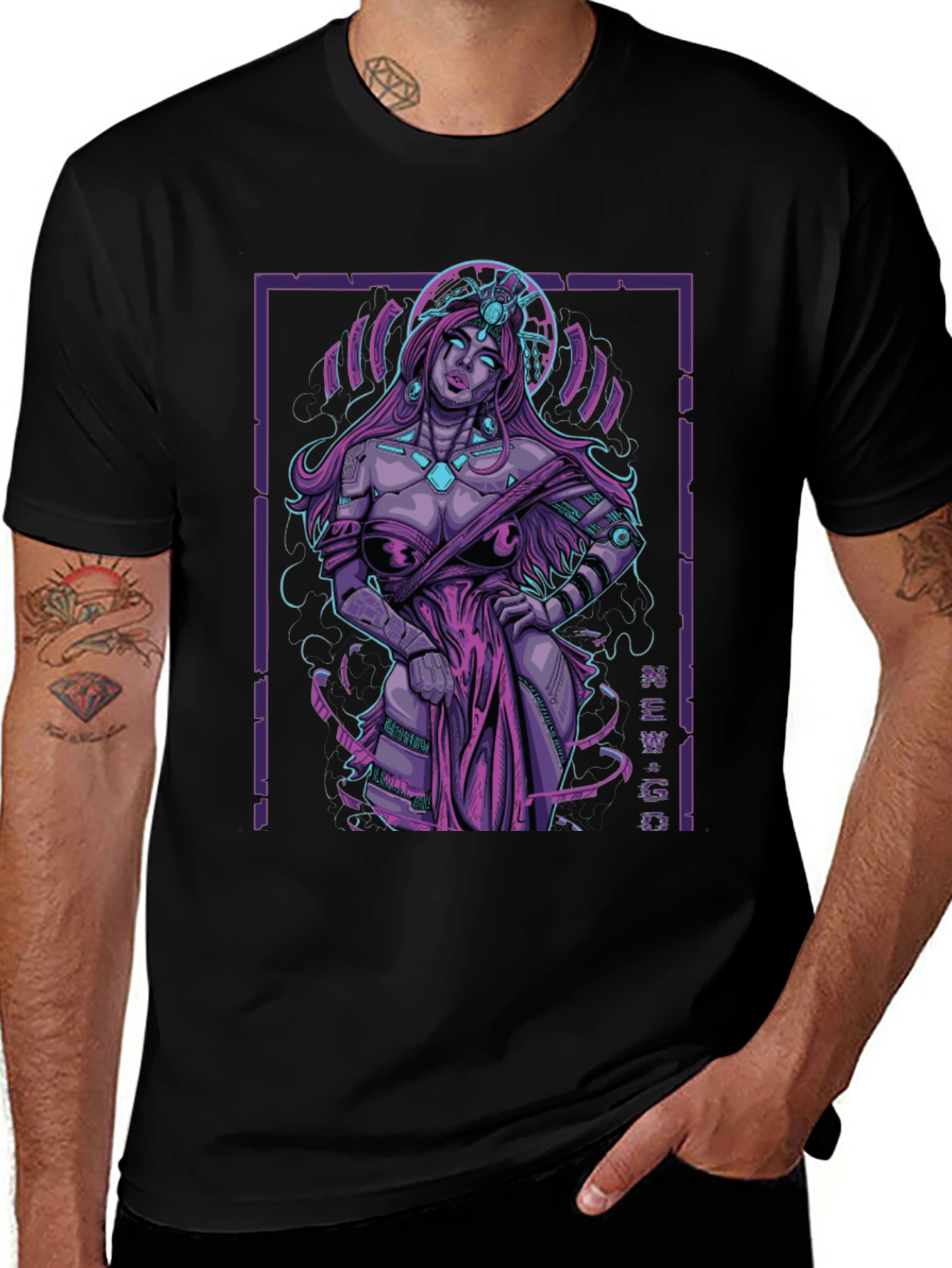 Cyberpunk Goddess Graphic Tee - Edgy Style