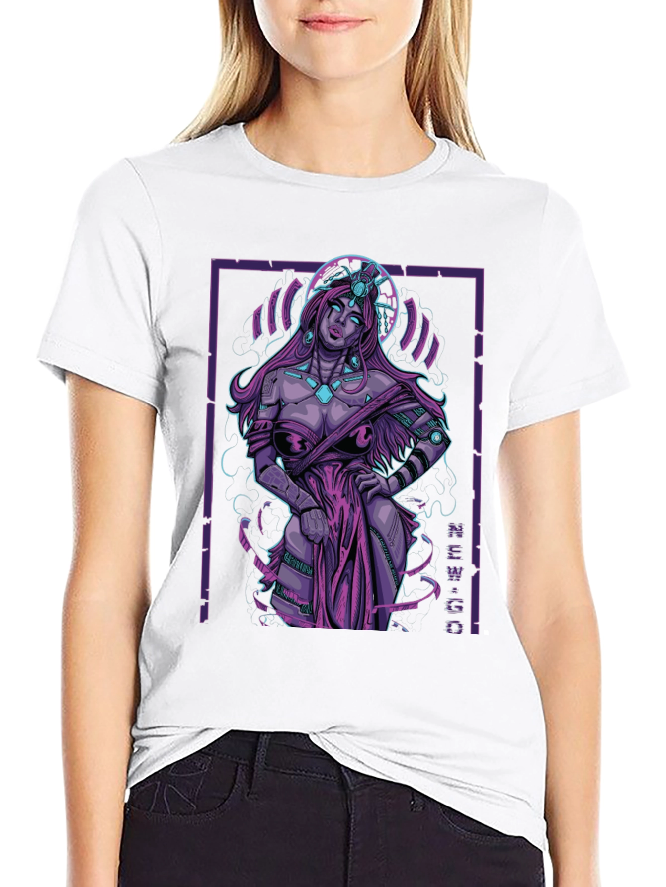Cyberpunk Goddess Graphic Tee - Edgy Style