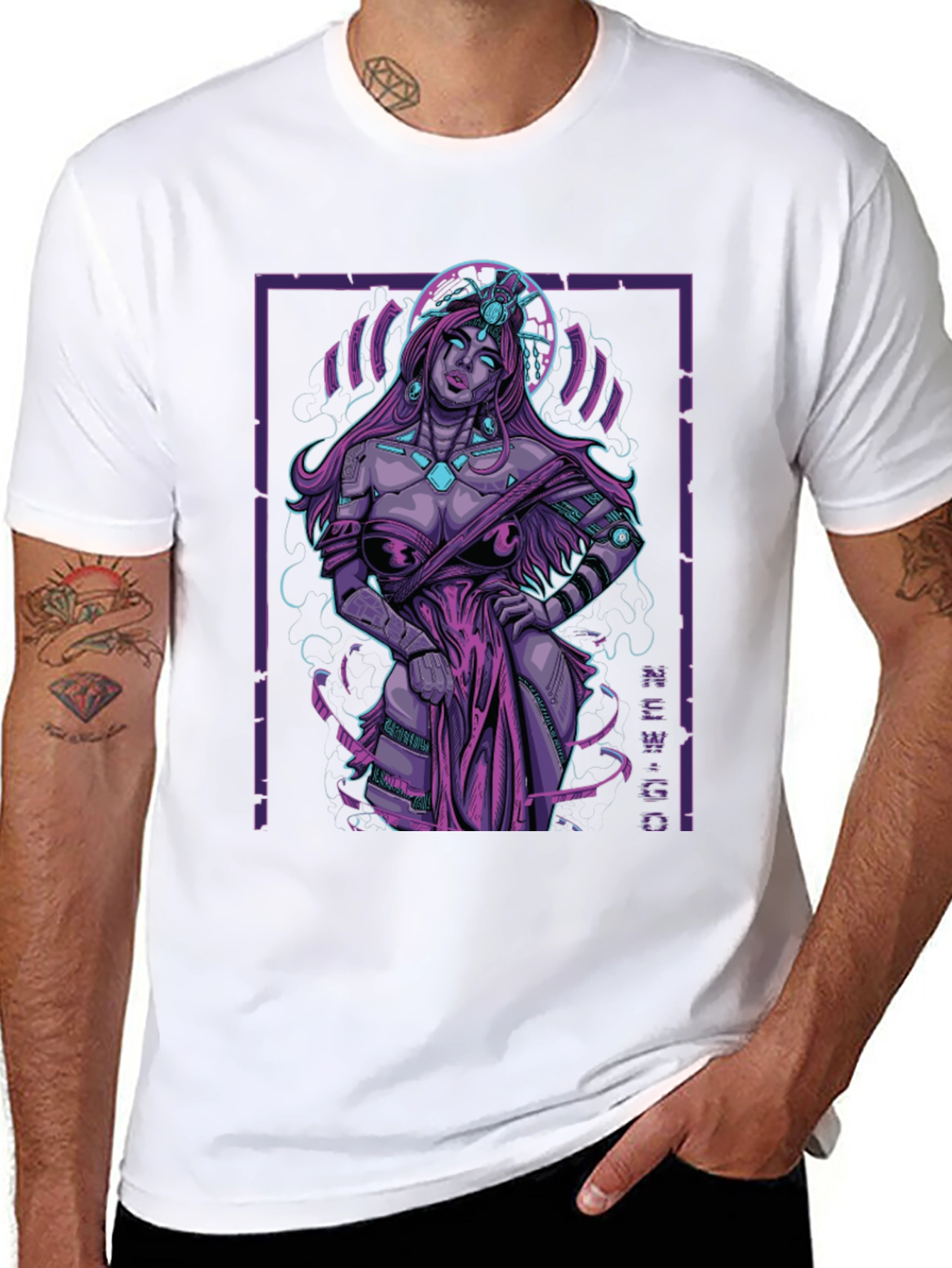 Cyberpunk Goddess Graphic Tee - Edgy Style