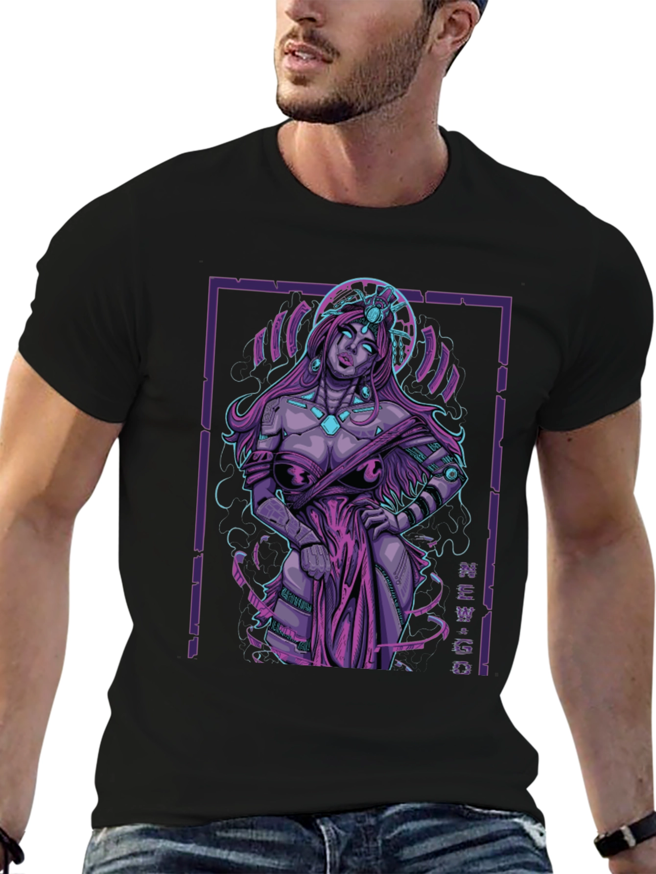 Cyberpunk Goddess Graphic Tee - Edgy Style