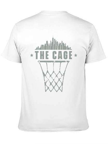 The Cage Basketball T-Shirt - City Skyline Design