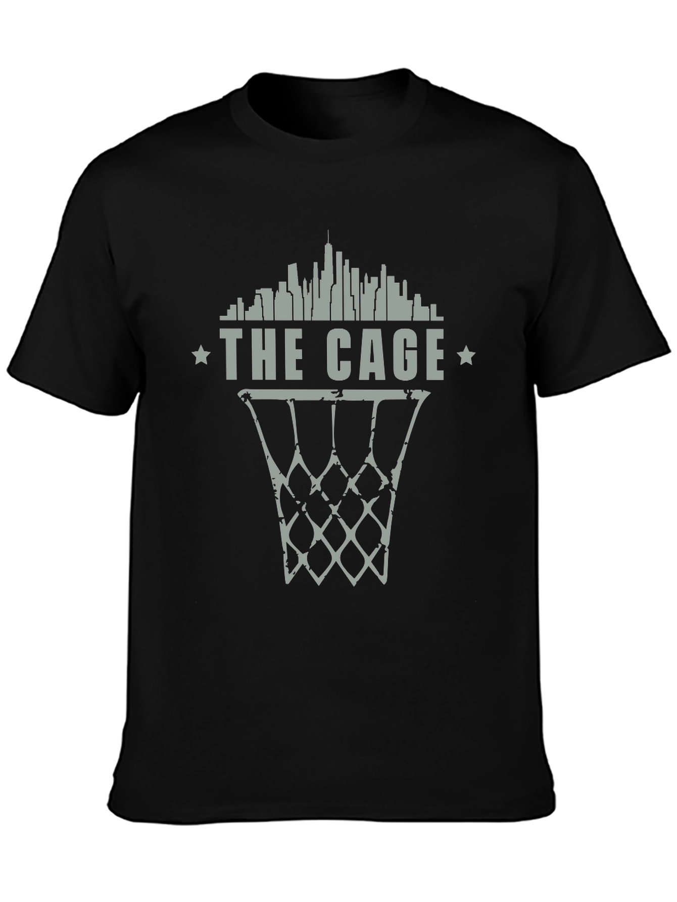 The Cage Basketball T-Shirt - City Skyline Design