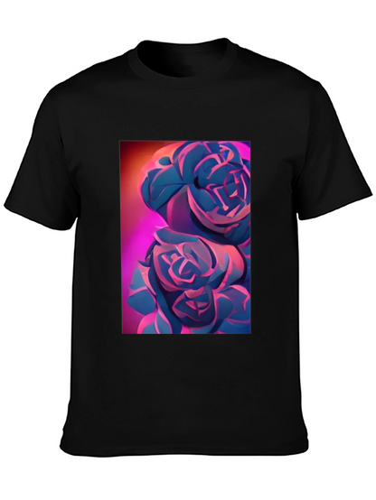 Modern Floral Graphic Tee - Artistic Rose Design