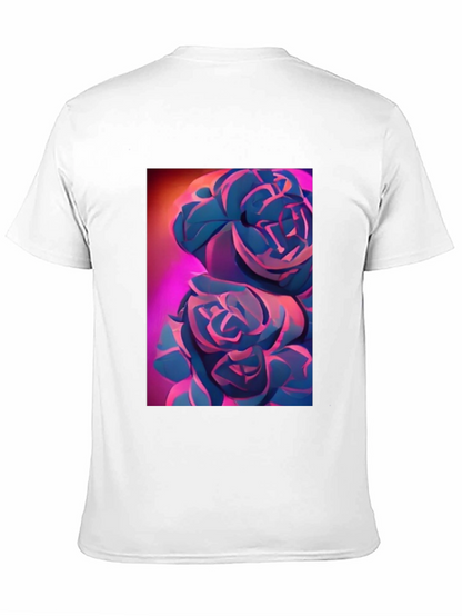 Modern Floral Graphic Tee - Artistic Rose Design