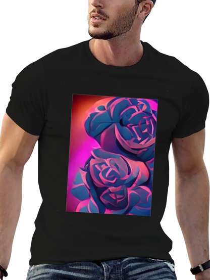 Modern Floral Graphic Tee - Artistic Rose Design