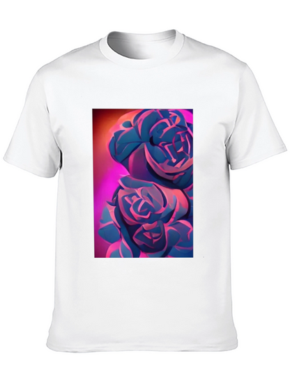 Modern Floral Graphic Tee - Artistic Rose Design