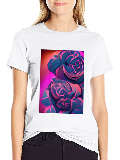 Modern Floral Graphic Tee - Artistic Rose Design