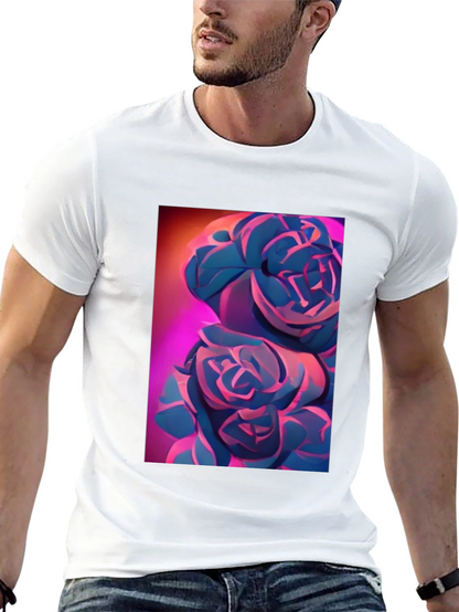 Modern Floral Graphic Tee - Artistic Rose Design