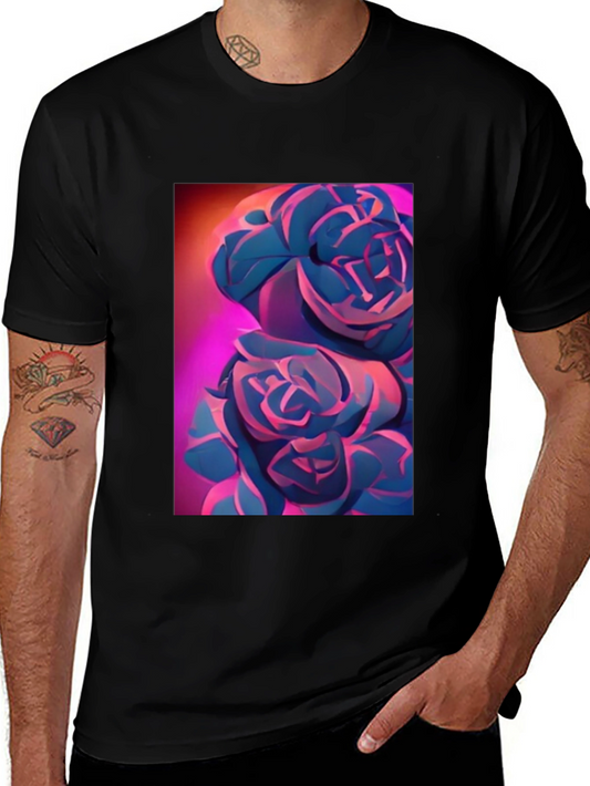 Modern Floral Graphic Tee - Artistic Rose Design