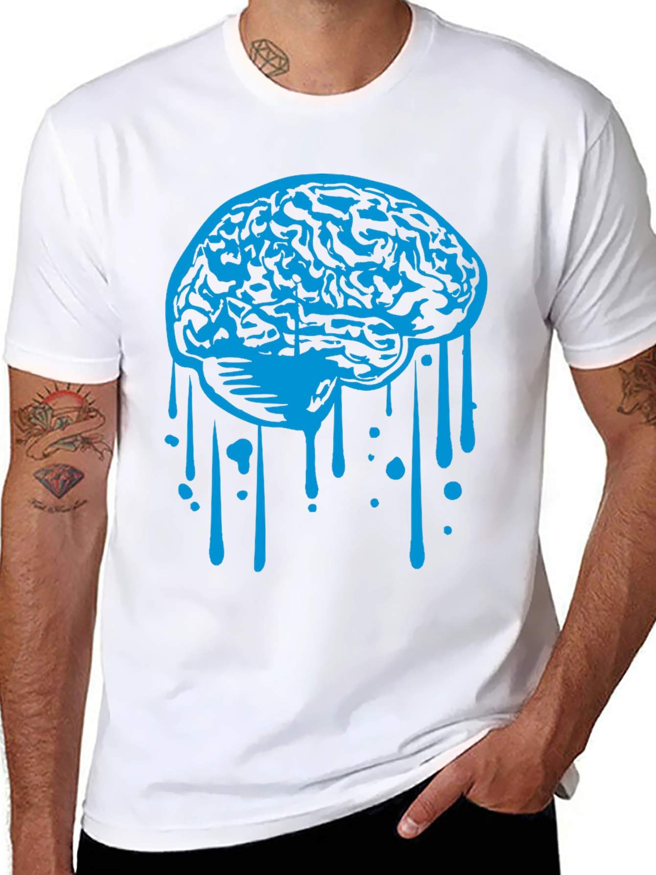 Brain Drip Graphic Tee - Cool Novelty Shirt