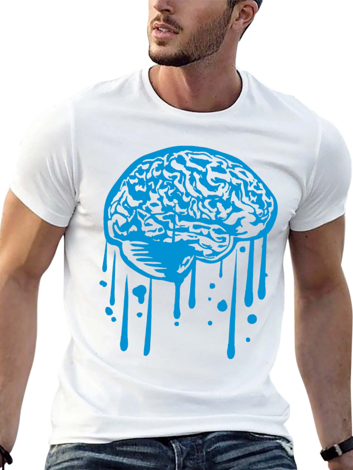 Brain Drip Graphic Tee - Cool Novelty Shirt