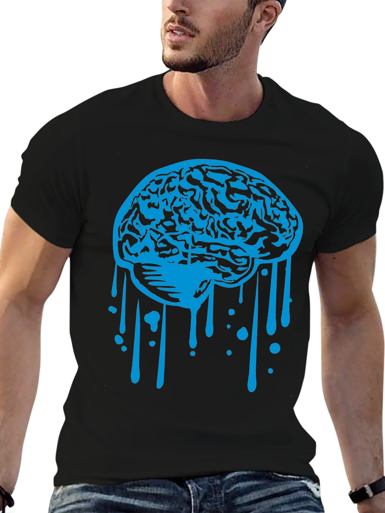 Brain Drip Graphic Tee - Cool Novelty Shirt
