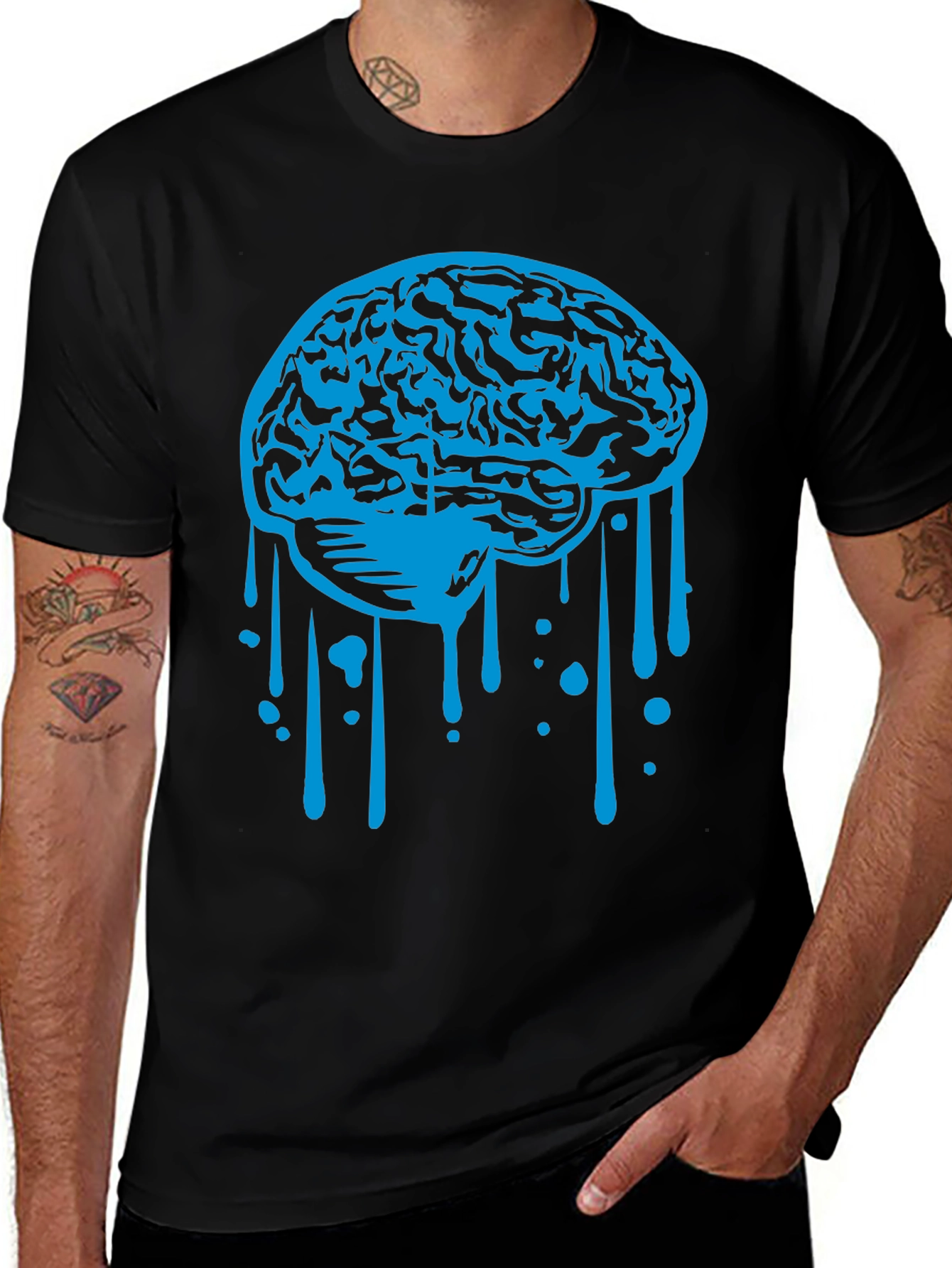 Brain Drip Graphic Tee - Cool Novelty Shirt