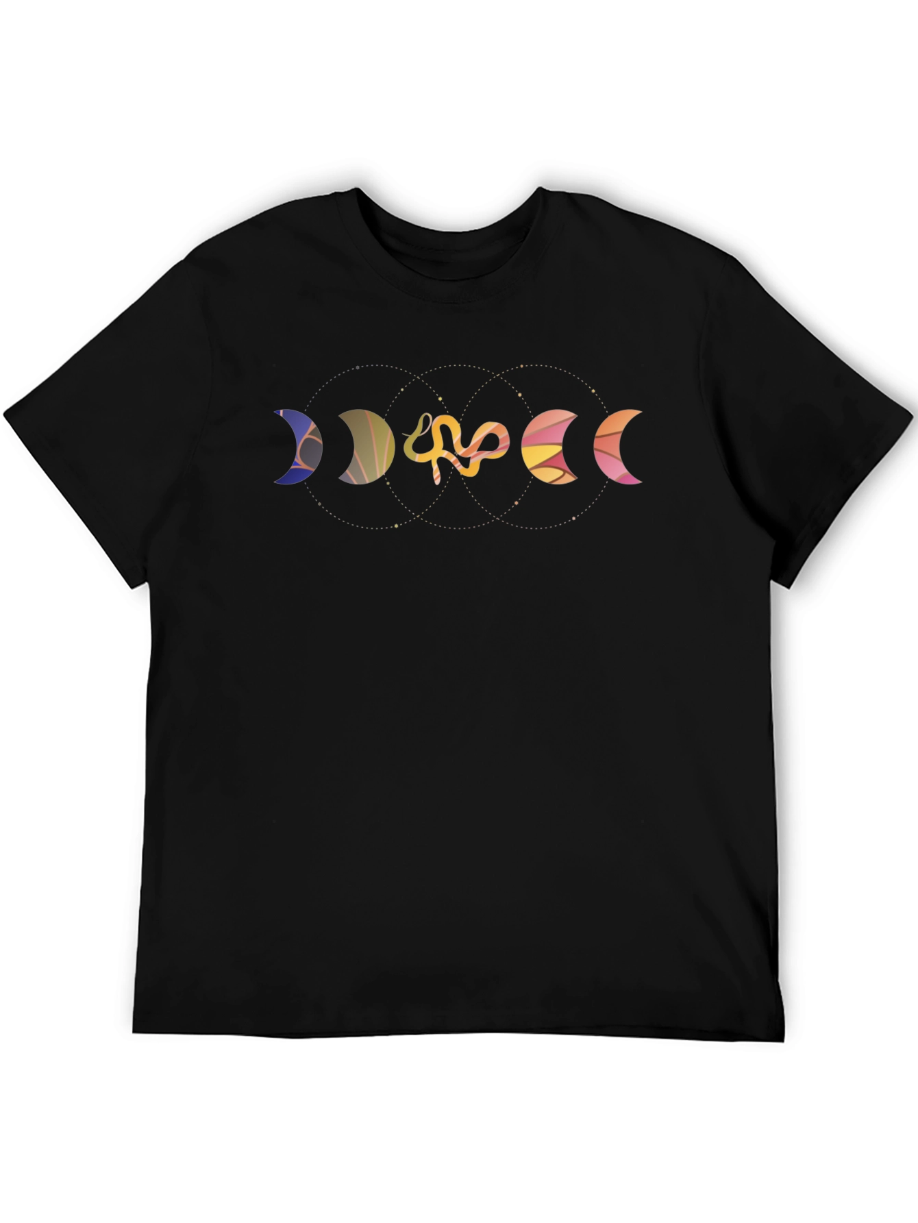 Moon Phases Snake Graphic Black Tee