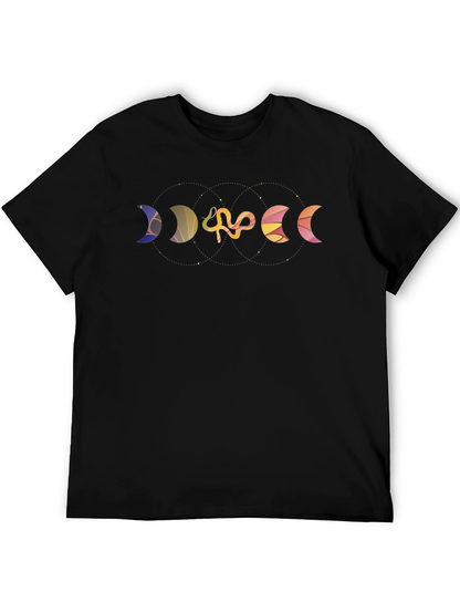 Moon Phases Snake Graphic Black Tee