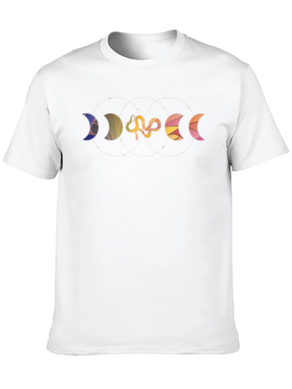Moon Phases Snake Graphic Black Tee