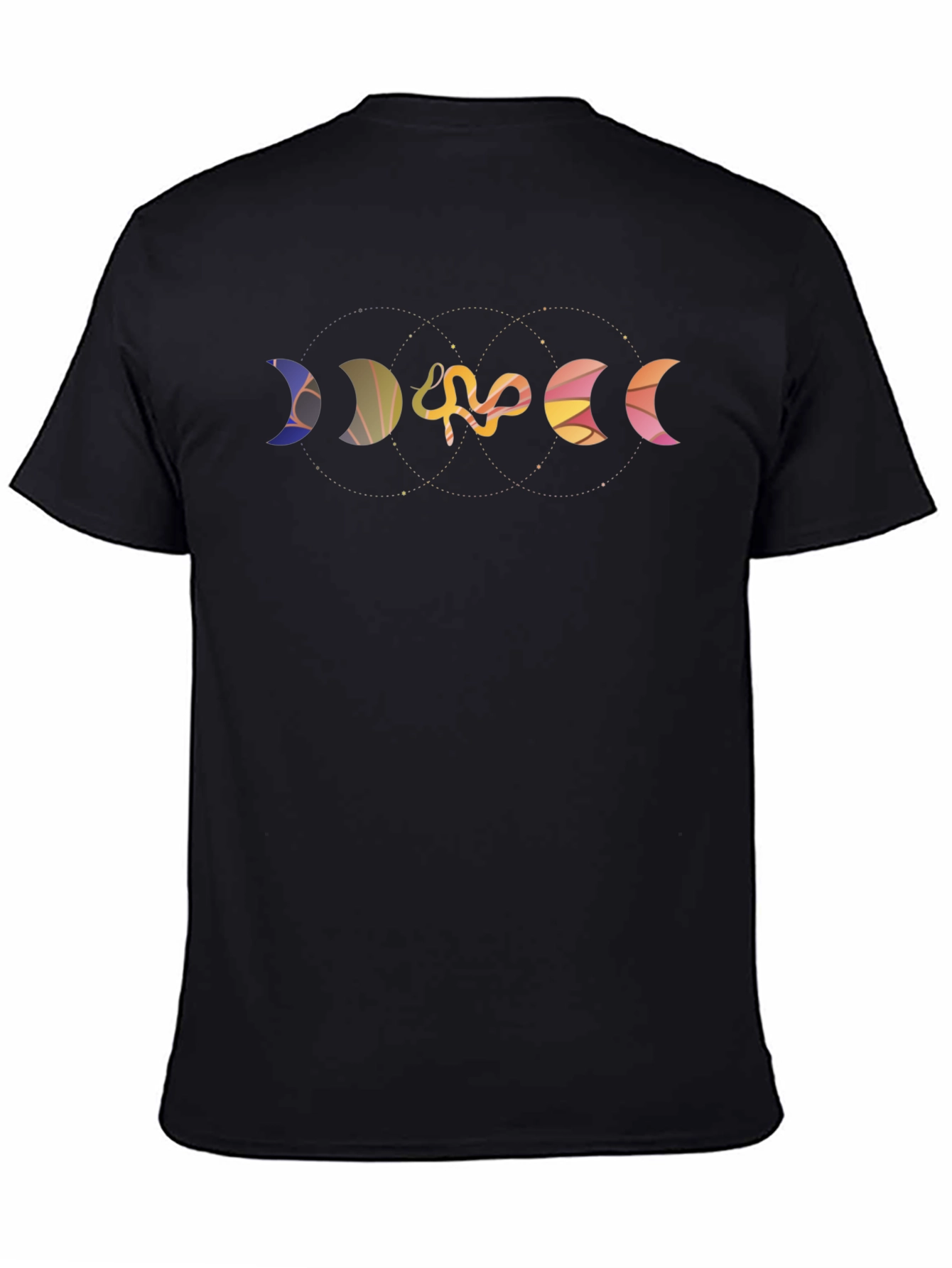 Moon Phases Snake Graphic Black Tee