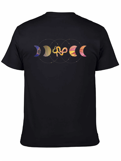 Moon Phases Snake Graphic Black Tee