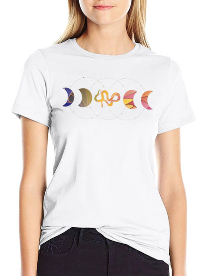 Moon Phases Snake Graphic Black Tee