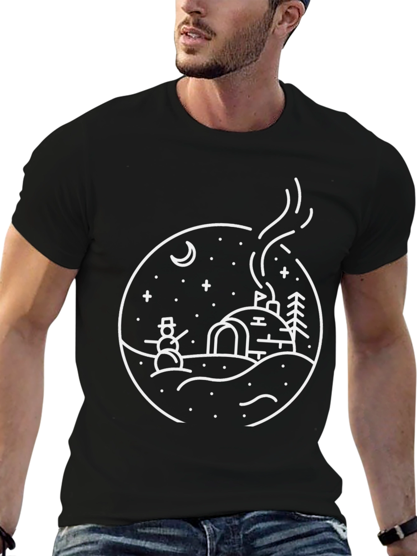 Winter Scene Graphic Tee - Black