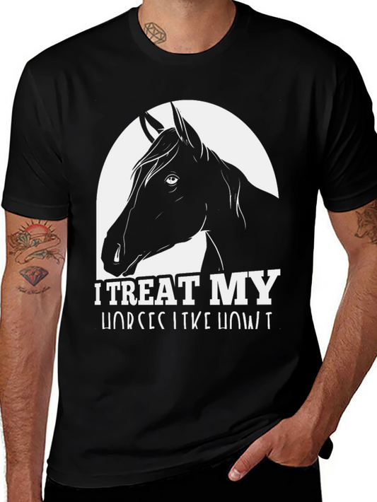 I Treat My Horses Like Royalty Black Graphic Tee
