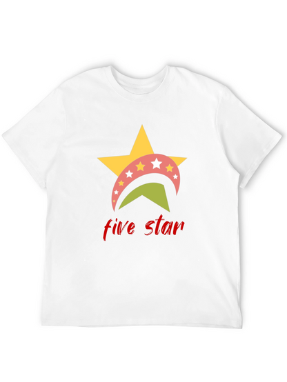 Five Star Graphic Tee - Casual Black T-Shirt