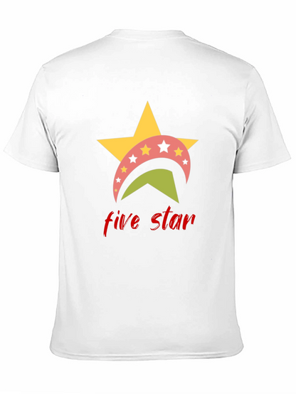 Five Star Graphic Tee - Casual Black T-Shirt