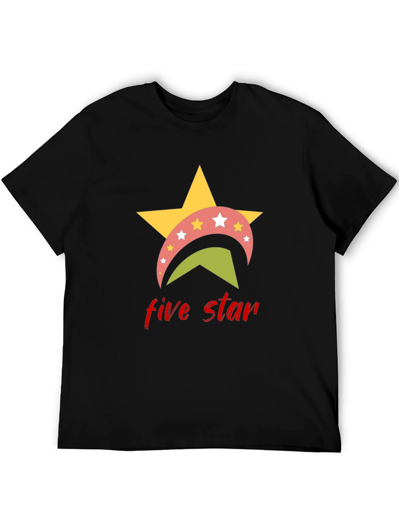 Five Star Graphic Tee - Casual Black T-Shirt