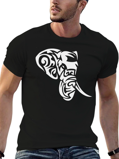 Tribal Elephant Graphic Black T-Shirt